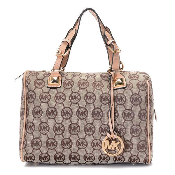 michael kors gråson medium monogram satchel beige buff Engrosprisen Lav 7gho8